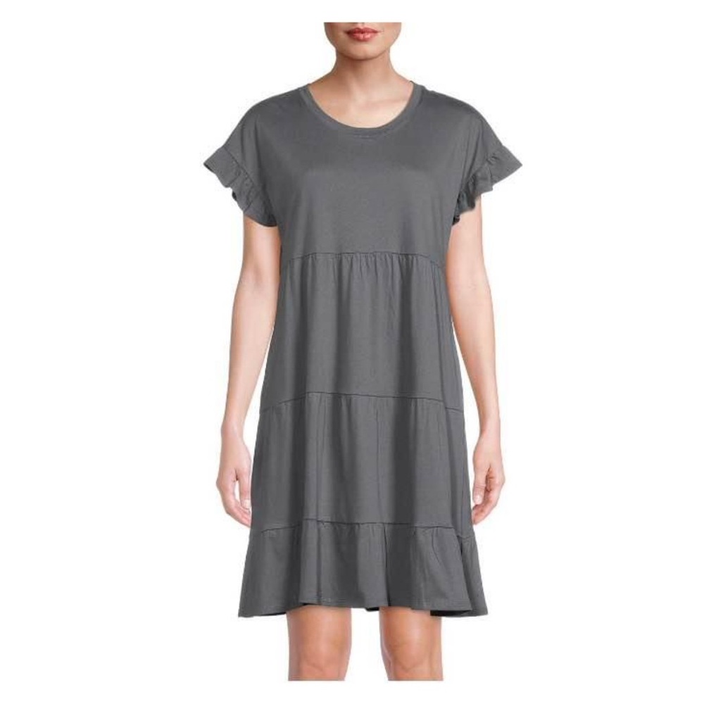 No Boundaries Gray Midi Dress size XL -100% cotton flutter sleeves
